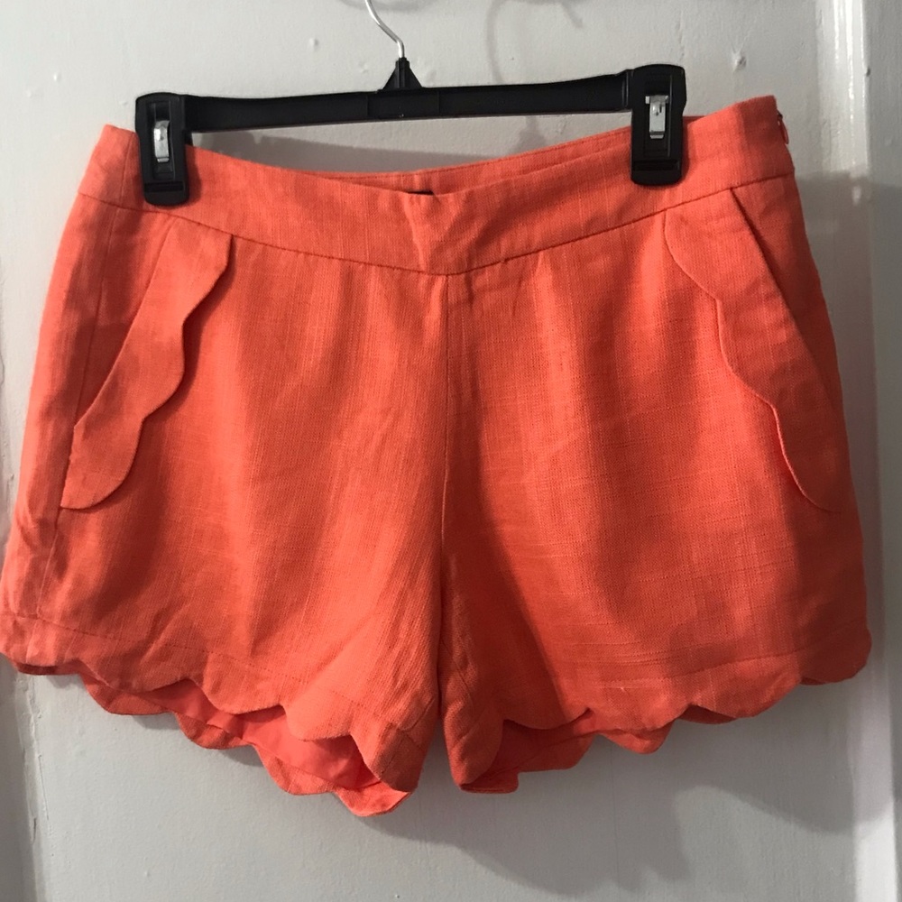 Coral Cynthia Rowley scalloped shorts